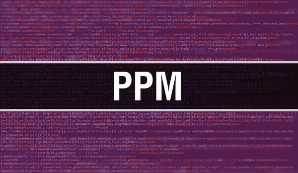 Ppm Abstract Technology Binary Code背景デジタルバイナリデータとセキュアデータコンセプト ソフトウェア Web開発者プログラミングコードとPpm Ppm Javascript概要Computer Scrip — ストック写真