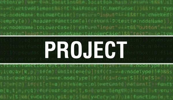 프로젝트와 바이너리 디지털 프로그램 코드와 프로젝트의 추상적 프로그래밍 프로젝트 Listin — 스톡 사진