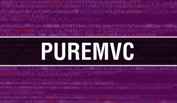 Puremvc 텍스트는 소프트웨어 개발자와 컴퓨터 스크립트의 추상적 프로그래밍 코드에 작성되었다 — 스톡 사진