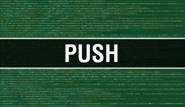 Push Koncept Náhodnými Částmi Programového Kódu Push Programming Code Abstract — Stock fotografie