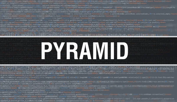 Pirâmide Com Tecnologia Abstrata Código Binário Background Digital Dados Binários — Fotografia de Stock