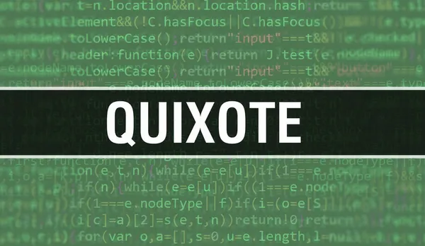 Quijote Koncept Náhodnými Částmi Programového Kódu Quijote Text Napsaný Programovacím — Stock fotografie