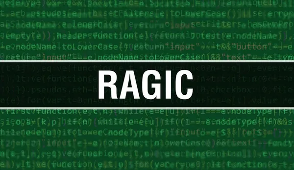 バイナリコードデジタル技術の背景を持つ悲劇 プログラムコードとRagicを使った抽象的な背景 プログラミングとコーディング技術の背景 プログラムリストとの悲劇 — ストック写真