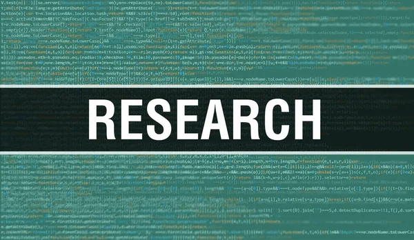 プログラムコードの乱数部分を用いた研究概念 プログラミングコードの研究ソフトウェア開発者とコンピュータスクリプトの抽象技術の背景 研究の背景 Conep — ストック写真