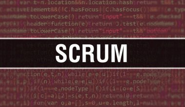 Programlama kodunun Random Parts of Program Kodu ile Scrum kavramı yazılım geliştiricisi ve Bilgisayar betiğinin programlama kodu soyut teknoloji arkaplanı üzerine yazıldı. Backgroun Teknoloji Kodu ile Scrum
