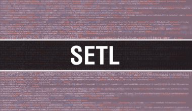 Soyut Teknoloji İkili Kod Arkaplanı olan SETL. Dijital ikili veri ve Güvenli Veri Konsepti. Yazılım / Web Geliştirici Programlama Kodu ve SETL. SETL Javascript Soyut Bilgisayar Betiği