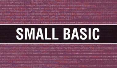 Dijital Java kod metni olan küçük bir temel. Küçük Temel ve Bilgisayar yazılım kodlama vektörü konsepti. Java kodlama betiği programlanıyor, ekranda küçük temel yazılımla birlikte dijital program kodu