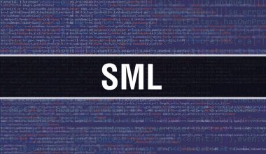 Dijital Java kod metni olan SML. SML ve Bilgisayar yazılım kodlama vektör kavramı. Senaryo Java programlanıyor, ekranda SML olan dijital program kodu