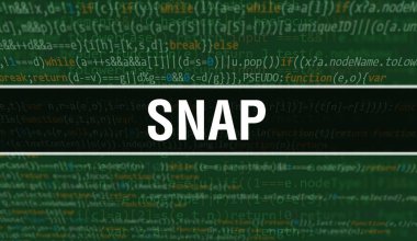 Program ve uygulama geliştirmek için kod kullanarak konsept illüstrasyonunu yakala. Koyu arkaplanda tarayıcı görünümünde renkli etiketlerle web sitesi kodunu görüntüle. İkili bilgisayar kodunu aç, geri gruplama