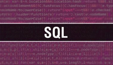 Programlama kodunun Random Parts of Program Code.SQL metni ile SQL konsepti yazılım geliştiricisi ve Bilgisayar betiğinin programlama kodu soyut teknoloji arkaplanı üzerine yazılmıştır. Teknoloji Kodu Backgroun ile SQL