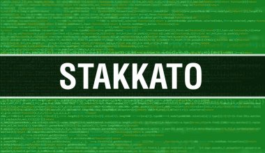 Soyut Teknoloji İkili Kod Arkaplanı ile Stakkato. Dijital ikili veri ve Güvenli Veri Konsepti. Yazılım