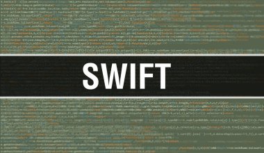 Programın Gelişigüzel Parçaları ile ilgili hızlı bir kavram. Yazılım geliştiricisi ve Bilgisayar betiğinin programlama kodları soyut teknoloji arka planı ile hızlı. Swift Arka plan consepsi