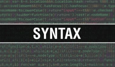 Programın Random Parts of Program Kodu ile sözdizimi kavramı. Yazılım geliştiricisi ve Bilgisayar betiğinin programlama kodu soyut teknoloji arkaplanı üzerine yazılmış sözdizimi metni. Teknoloji morinası ile sözdizimi