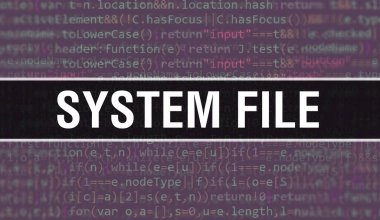 Program Kodunun Rastgele Parçalarını içeren sistem dosyası konsepti. Bilgisayar betiği ve yazılım geliştiricisinin programlama kodları soyut teknoloji arkaplanına sahip sistem dosyası. Sistem dosyası Arkaplan gözlemi