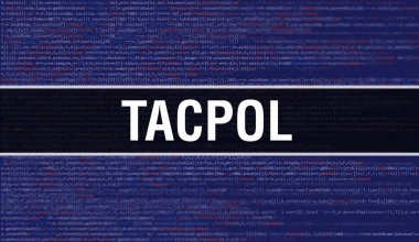 Soyut Teknoloji İkili Kod Arkaplanı ile TACPOL. Dijital ikili veri ve Güvenli Veri Kavramı. Yazılım / Web Geliştirici Programlama Kodu ve TACPOL. TACPOL Javascript Soyut Bilgisayar Betiği