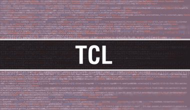 Yazılım geliştiricisi ve Bilgisayar betiğinin programlama kodu soyut teknoloji arkaplanı üzerine yazılmış Tcl metni. Bilgisayar ekranında TCI kod kavramı. Tcl programlama web oturumu kodlanıyor