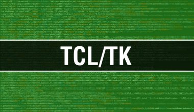 Soyut Teknoloji İkili Kod Arkaplanı ile Tcl / Tk. Dijital ikili veri ve Güvenli Veri Konsepti. Yazılım / Web Geliştirici Programlama Kodu ve Tcl / Tk. Tcl / Tk Javascript Soyut Bilgisayar Betiği