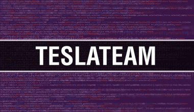 TeslaTeam, yazılım geliştiricisi ve bilgisayar yazılımının programlama kodu soyut teknoloji arkaplanı üzerine yazılmış metin. TeslaTeam bilgisayar ekranında kod kavramı. TeslaTeam programı kodlanıyor