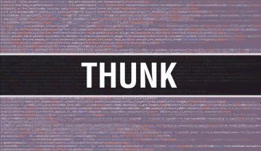 Soyut Teknoloji İkili Kod Arkaplanı ile Thunk. Dijital ikili veri ve Güvenli Veri Kavramı. Yazılım / Web Geliştirici Programlama Kodu ve Thunk. Thunk Javascript Soyut Bilgisayar Betiği