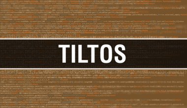 Yazılım geliştiricisi ve Bilgisayar betiğinin programlama kodu soyut teknoloji arkaplanı üzerine TiltOS metni. TiltOS kod kavramı bilgisayar monitöründe. TiltOS programlama web oturumu kodlaması