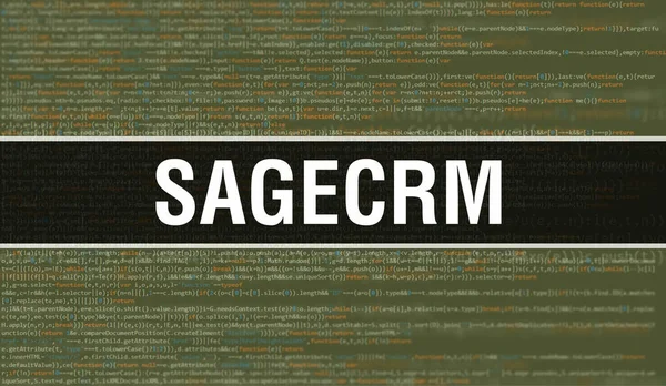 Sagecrm Abstraktním Technologickým Binárním Kódem Background Digital Binární Data Secure — Stock fotografie