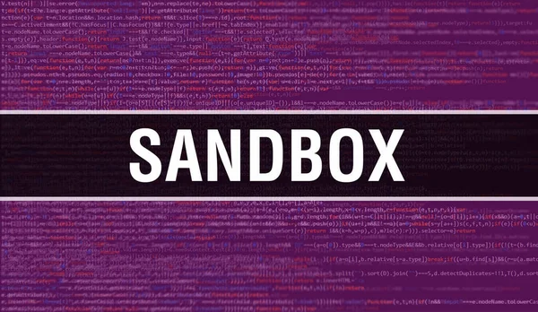 Sandbox Conceito Com Peças Aleatórias Código Programa Sandbox Com Código — Fotografia de Stock