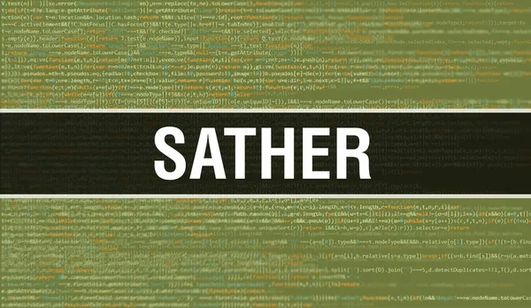 Sather Conceito Com Partes Aleatórias Código Programa Sather Com Código — Fotografia de Stock