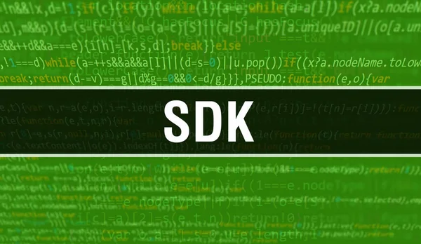 Sdk 개념의 삽화는 프로그램 개발하기 코드를 Sdk 사이트 코드는 어두운 — 스톡 사진
