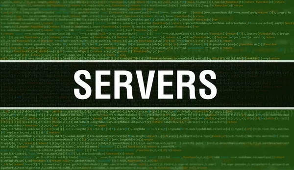 Servers Met Abstract Technology Binary Code Achtergrond Digitale Binaire Data — Stockfoto