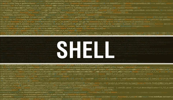 Shell Concept Met Random Parts Program Code Shell Met Programmeercode — Stockfoto
