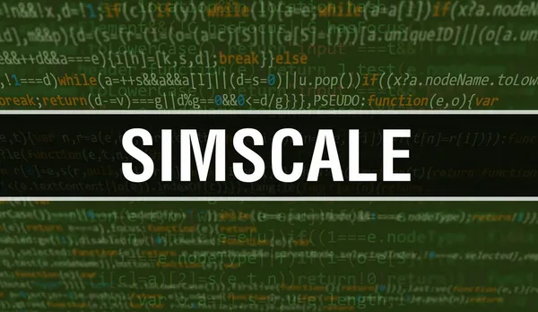 스케일은 프로그램 개발을 코드를 사용하는 삽화이다 스케일 Simscale 사이트 코드는 — 스톡 사진