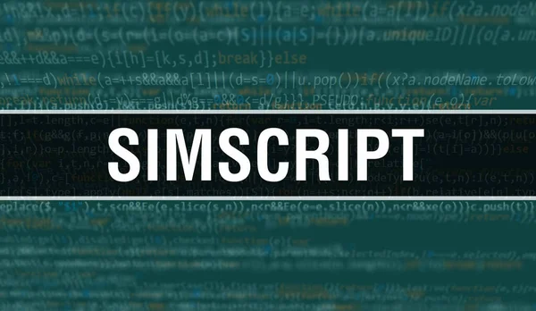 Simscript Szöveget Írt Programozási Kód Elvont Technológiai Háttér Szoftverfejlesztő Computer — Stock Fotó