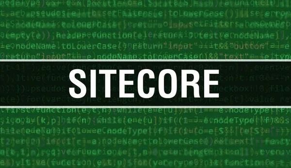 Sitecore Bináris Kód Digitális Technológiai Háttérrel Absztrakt Háttér Programkóddal Sitecore — Stock Fotó