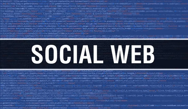 Concetto Social Web Con Parti Casuali Del Codice Del Programma — Foto Stock