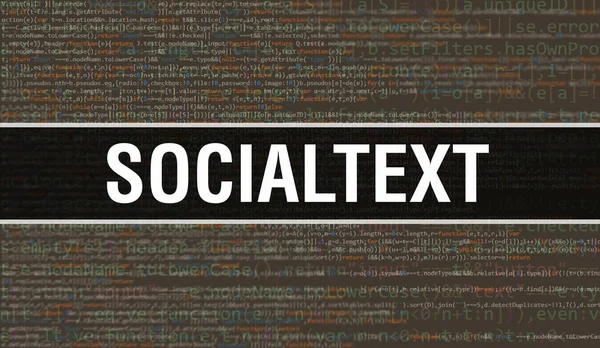 Socialtext with Digital java code text. Socialtext and Computer software coding vector concept. Programming coding script java, digital program code with Socialtext on screen illustratio