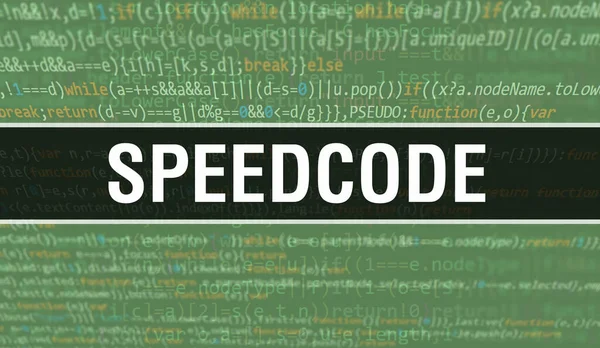 Illustration Des Speedcode Konzepts Mittels Code Zur Entwicklung Von Programmen — Stockfoto