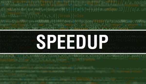 Speedup Texto Escrito Código Programação Abstrato Tecnologia Fundo Desenvolvedor Software — Fotografia de Stock
