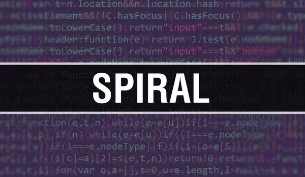 Спиральная Концепция Случайными Частями Программы Code Spiral Текст Написан Программном — стоковое фото