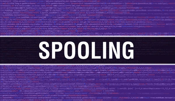 Conceito Spooling Com Partes Aleatórias Código Programa Spooling Com Código — Fotografia de Stock
