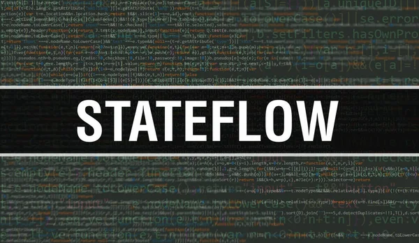 Stateflow Mit Digitalem Java Code Text Stateflow Und Computersoftware Kodierungsvektorkonzept — Stockfoto