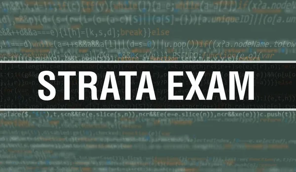 Strata Texte Examen Écrit Sur Code Programmation Abstraite Fond Technologie — Photo