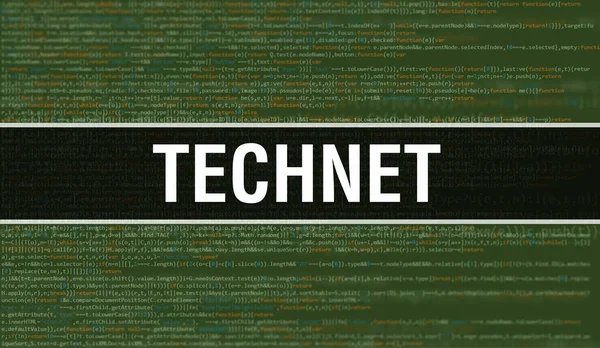 Technet Tekst Geschreven Programmeercode Abstracte Technologie Achtergrond Van Software Ontwikkelaar — Stockfoto