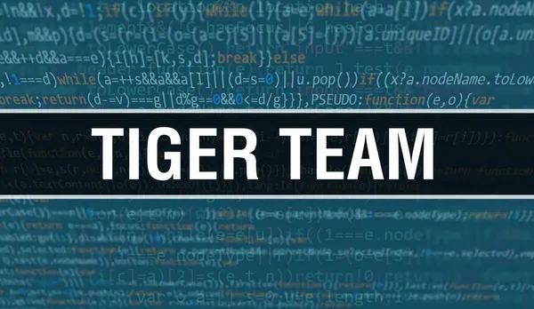 Tiger Team Concept Random Parts Program Code Tiger Team Text — Fotografia de Stock