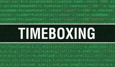 İkili kodlu dijital teknoloji geçmişi olan zaman boksu. Program kodu ve zaman boksu ile soyut bir geçmiş. Programlama ve kodlama teknolojisi geçmişi. Program listesiyle zaman boksu