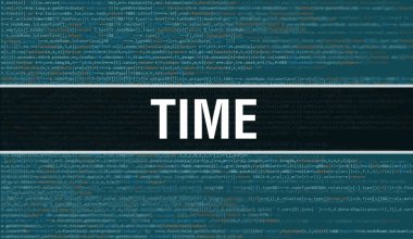 Soyut Teknoloji İkili Kod Arkaplanı ile zaman. Dijital ikili veri ve Güvenli Veri Kavramı. Yazılım / Web Geliştirici Programlama Kodu ve Zamanı. Zaman Javascript Soyut Bilgisayar Betiği
