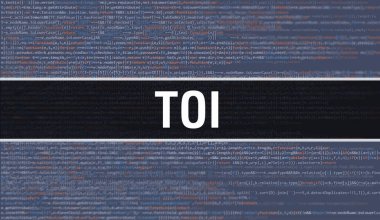 Soyut Teknoloji İkili Kod Arkaplanı ile Toi. Dijital ikili veri ve Güvenli Veri Konsepti. Yazılım / Web Geliştirici Programlama Kodu ve Toi. Toi Javascript Soyut Bilgisayar Betiği