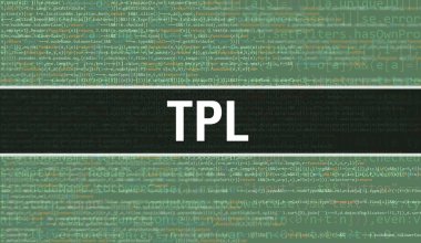 Program Kodunun Rastgele Parçalarıyla TPL konsepti. Bilgisayar betiği ve yazılım geliştiricisinin programlama kodları soyut teknoloji arka planına sahip TPL. TPL Arkaplan consepsi