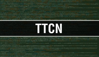 Yazılım geliştiricisi ve Bilgisayar betiğinin programlama kodu soyut teknoloji arkaplanı üzerine yazılmış TTCN metni. TTCN bilgisayar monitöründe kod kavramı. TTCN programlama web oturumu kodlanıyor