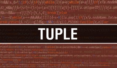Programlama kodunun Random Parts of Program Kodu. Tuple metni, yazılım geliştiricisi ve Bilgisayar betiğinin programlama kodu soyut teknoloji arkaplanı üzerine yazıldı. Teknoloji kodlu Tuple Backgroun