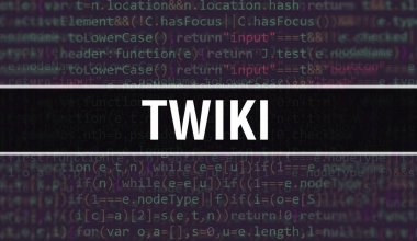 İkili kod dijital teknoloji geçmişi olan iki Wiki. Program kodu ve TWiki ile soyut bir arkaplan. Programlama ve kodlama teknolojisi geçmişi. Program listeli TWiki